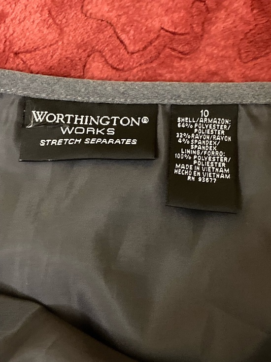 Worthington Gray Pleated A-Line Skirt Lined Side Zip Sz 10 - Picture 3 of 6